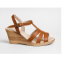 Sandale dama maro din piele naturala cu barete si platforma wedge S134M